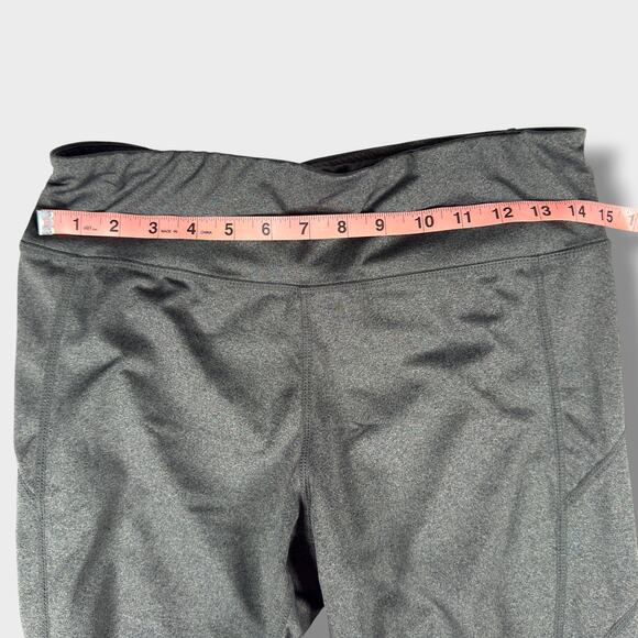 Reebok Workout Leggings Size L Gray High Rise Crop Pocket Stretch Activewear - Picture 4 of 9